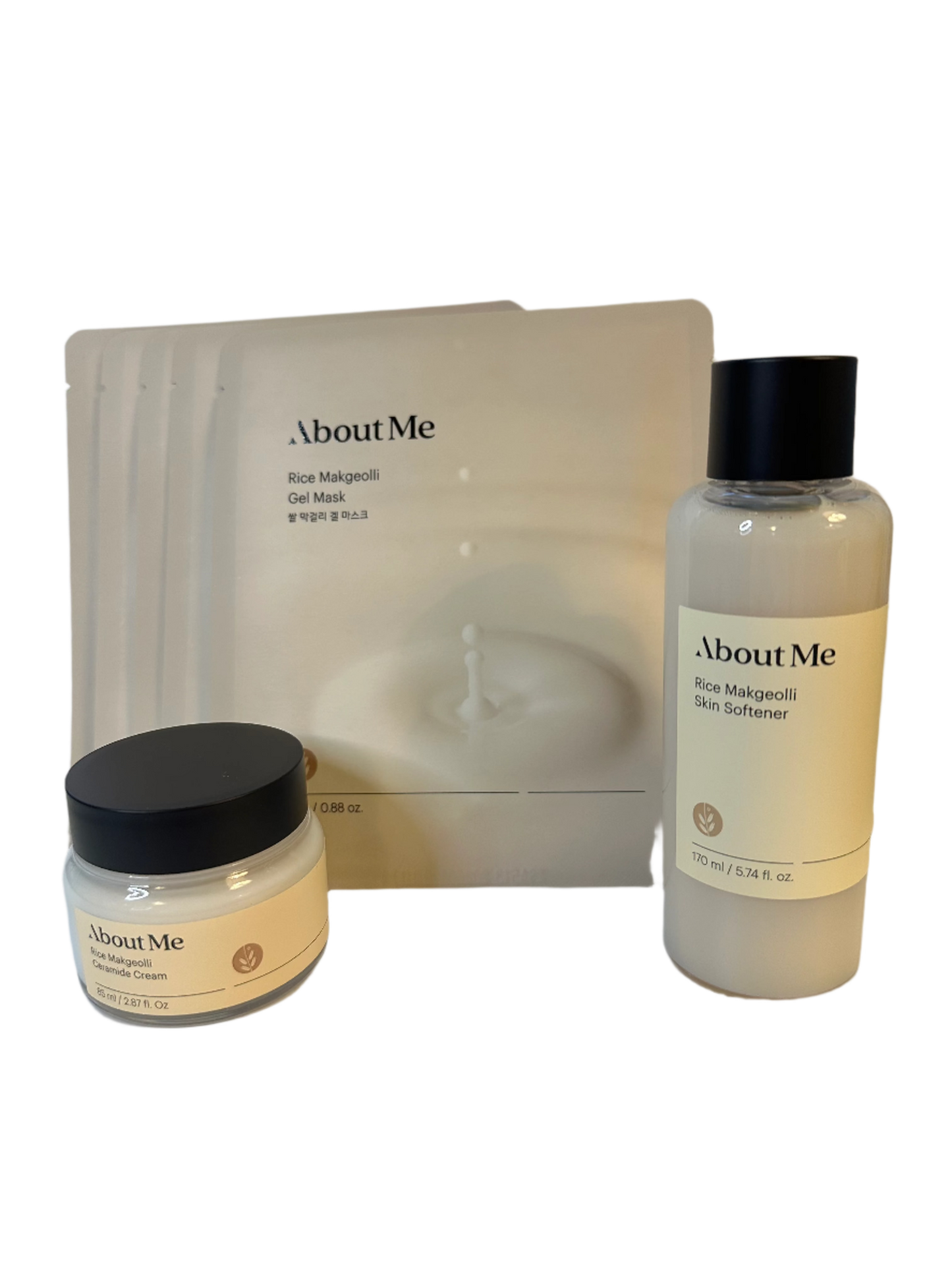 [About me] Rice Wine (Makgeolli) Skin Care set - Korean Traditional Fermented Rice Extract Vegan Moisturizing Toner+ Ceramide Cream Mask Skin Repair Comfort